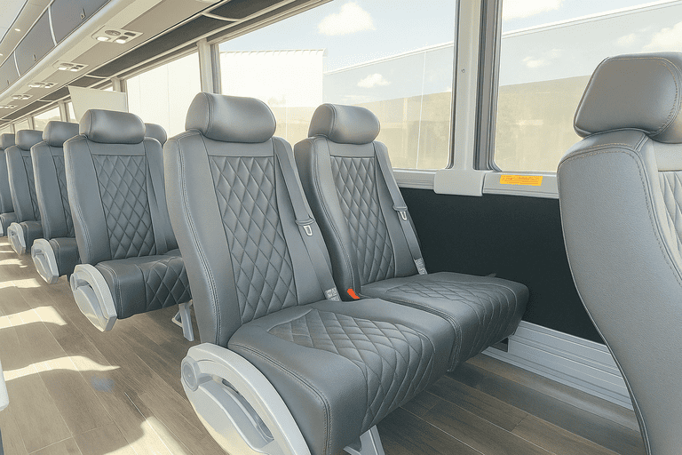 interior of Porterville Coach Bus Service charter bus