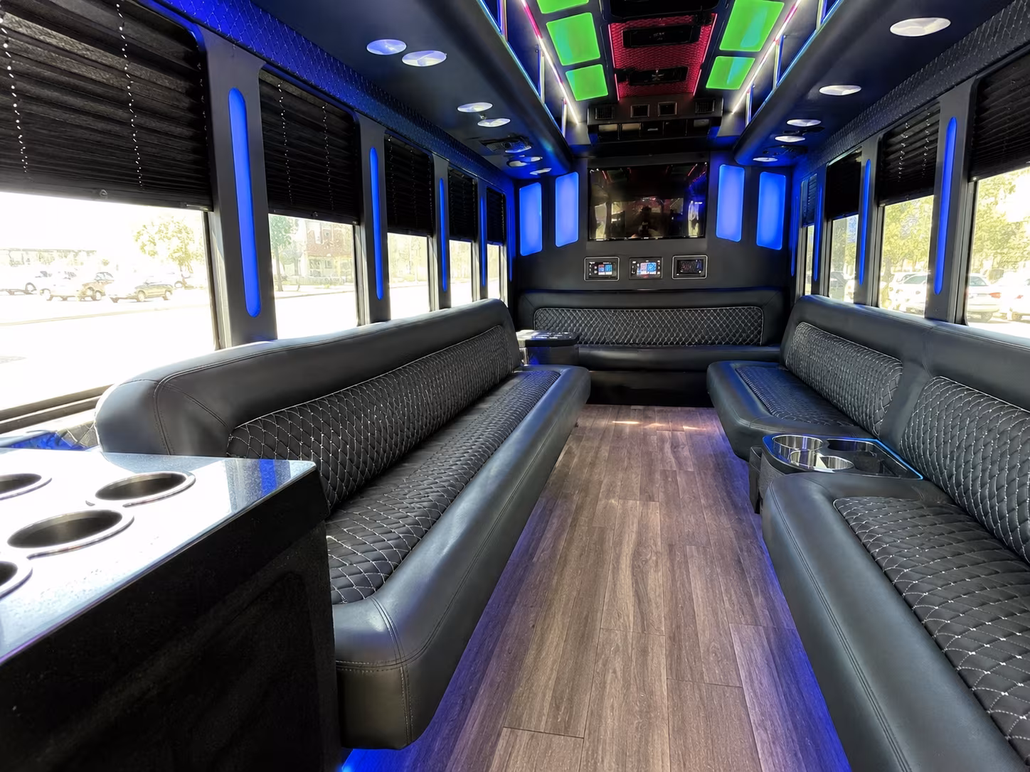 porterville 15 passenger party bus inside