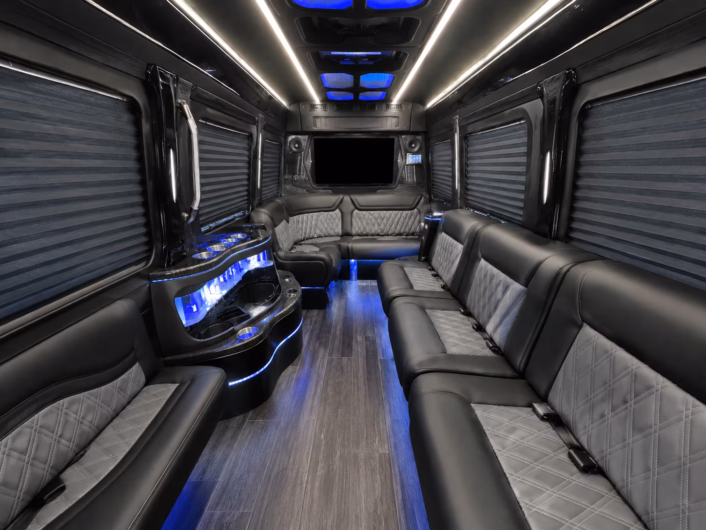 porterville 18 passenger party bus interior