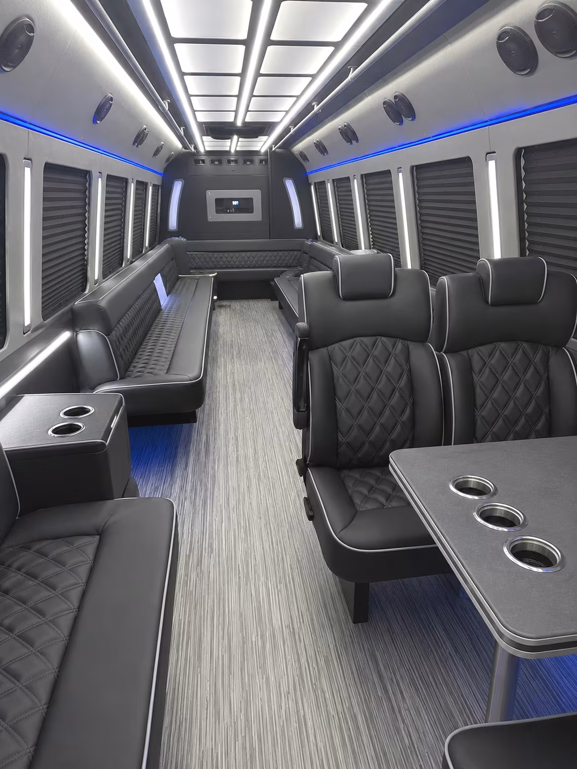 porterville 25 passenger party bus inside