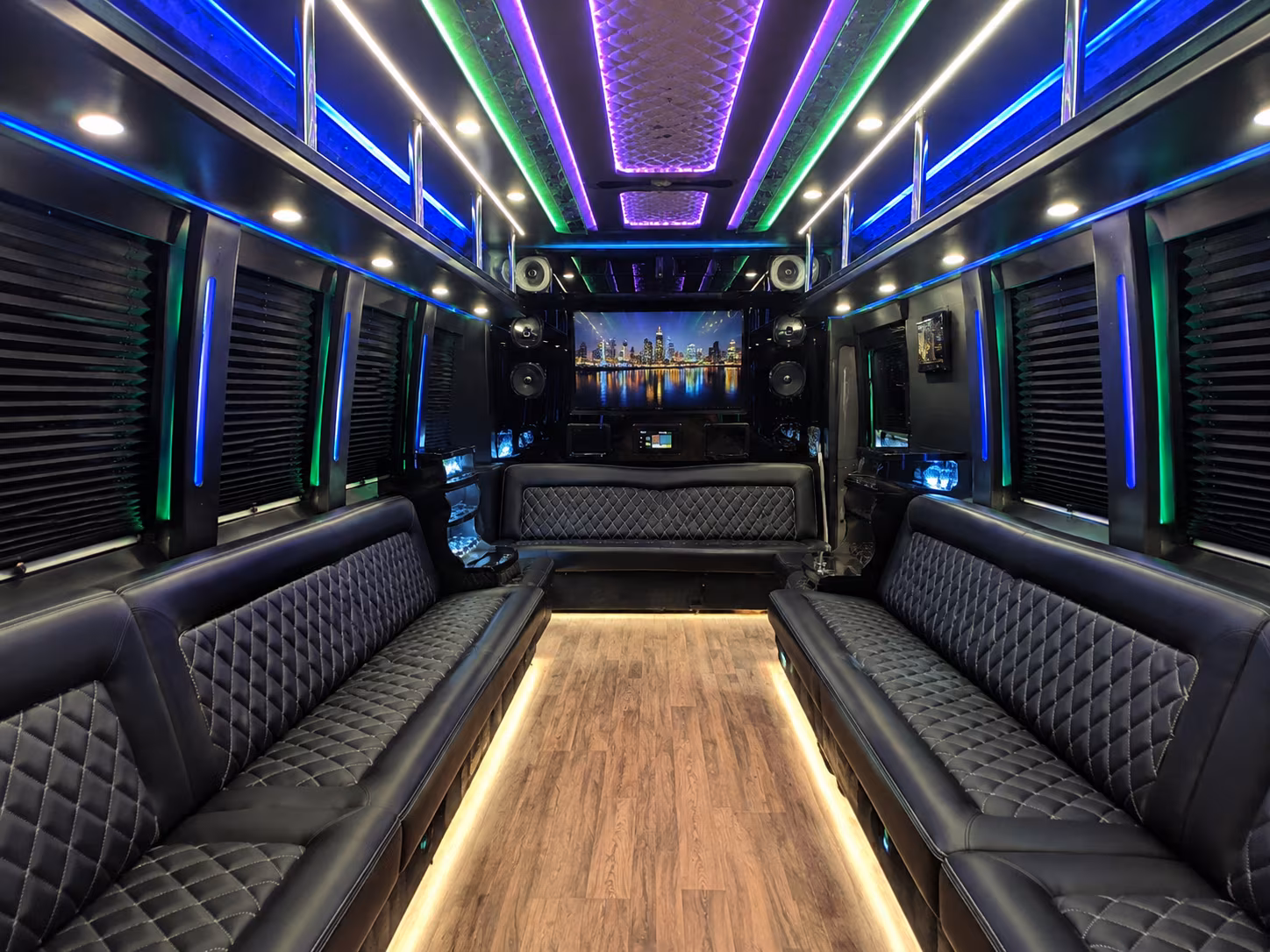 porterville 25 passenger party bus interior