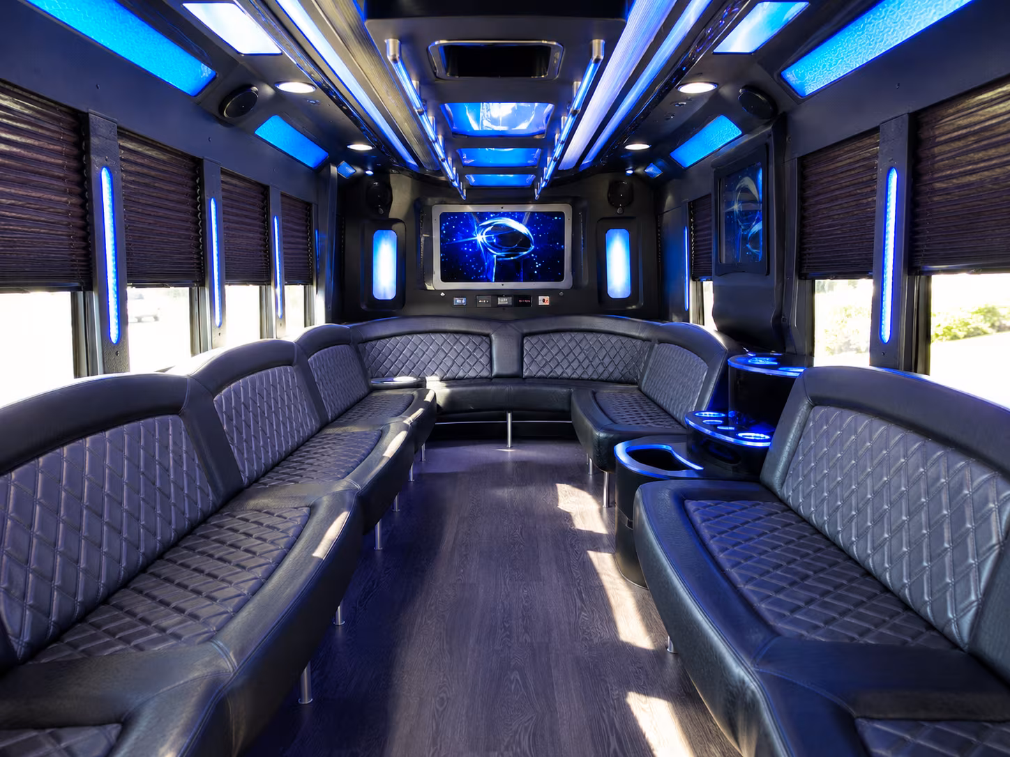 porterville 28 passenger party bus inside